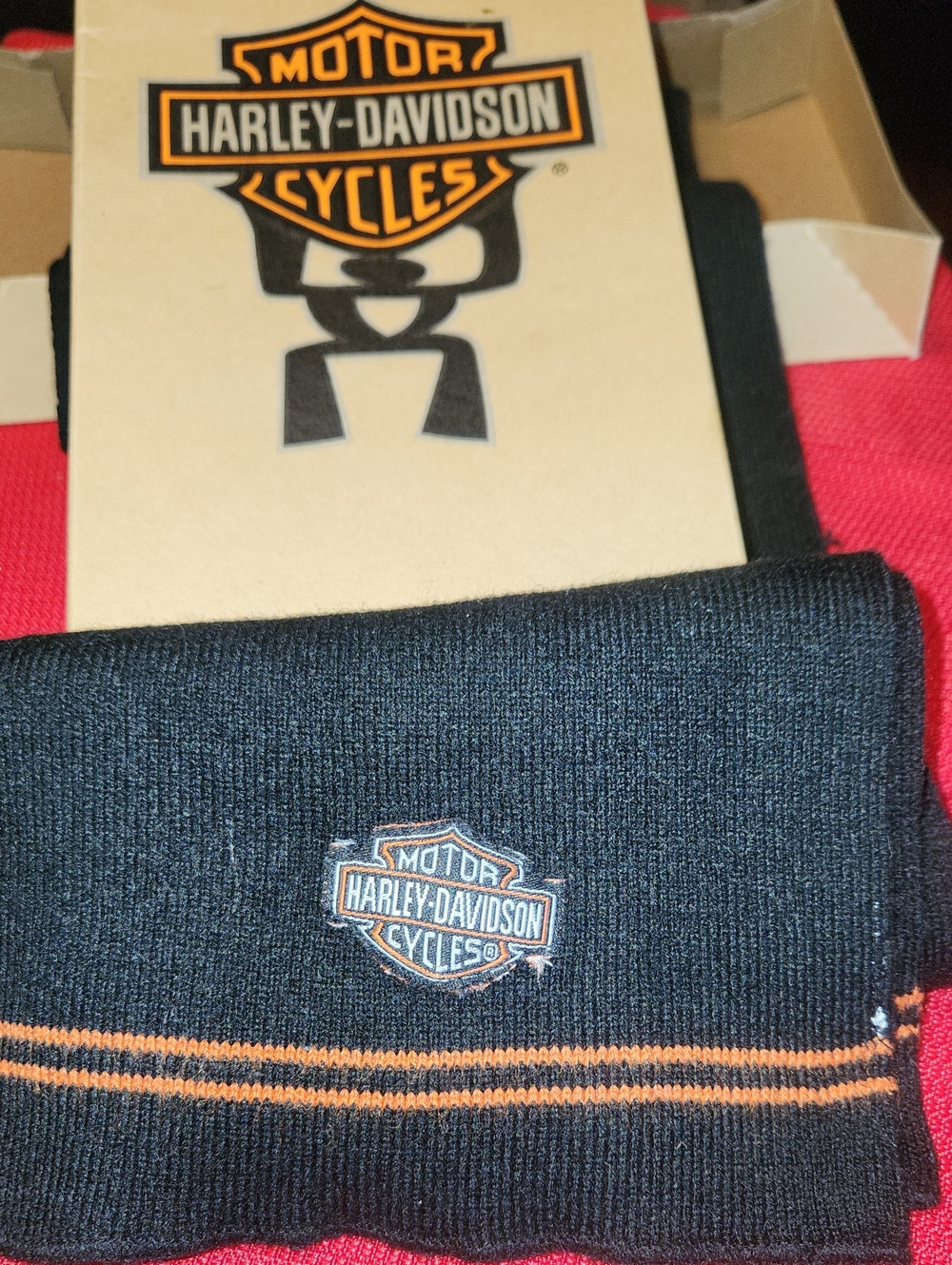 Harley-Davidson Black Crew Scarf with Orange Stripes